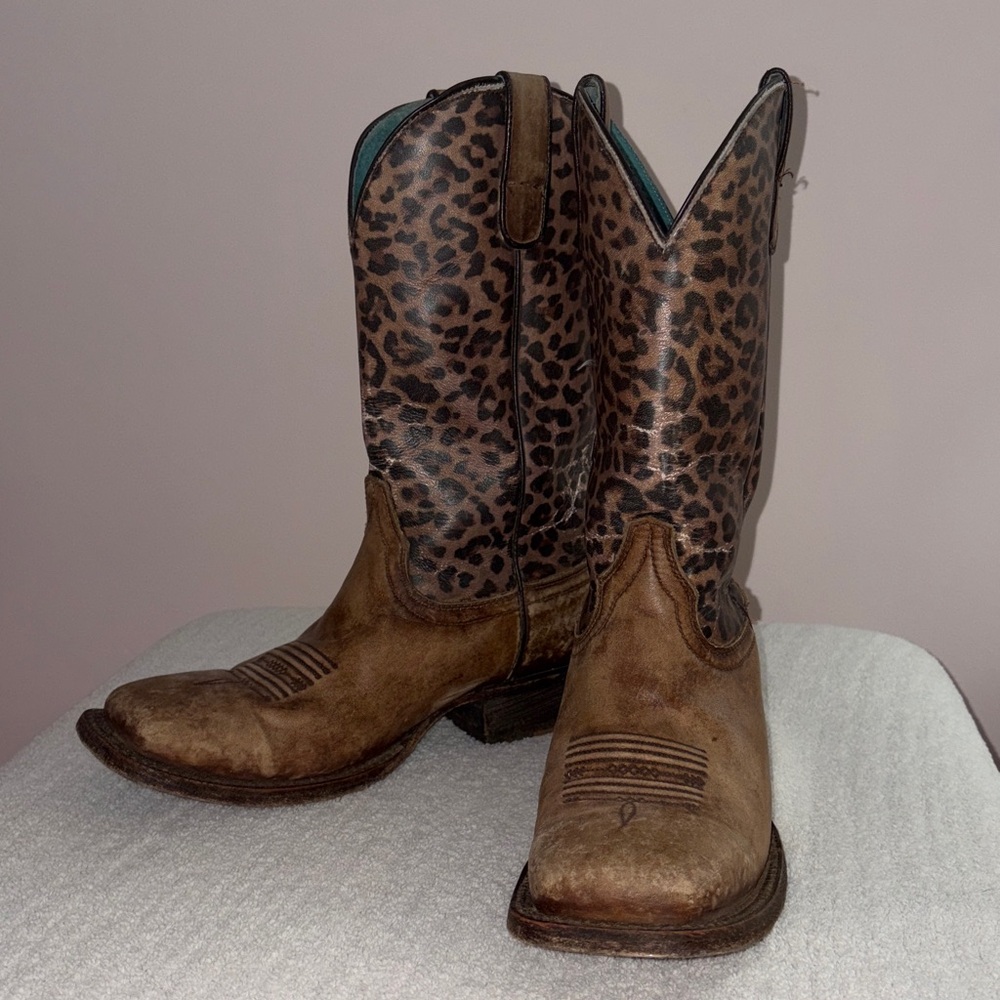 Ariat Brown and Leopard Print Boots